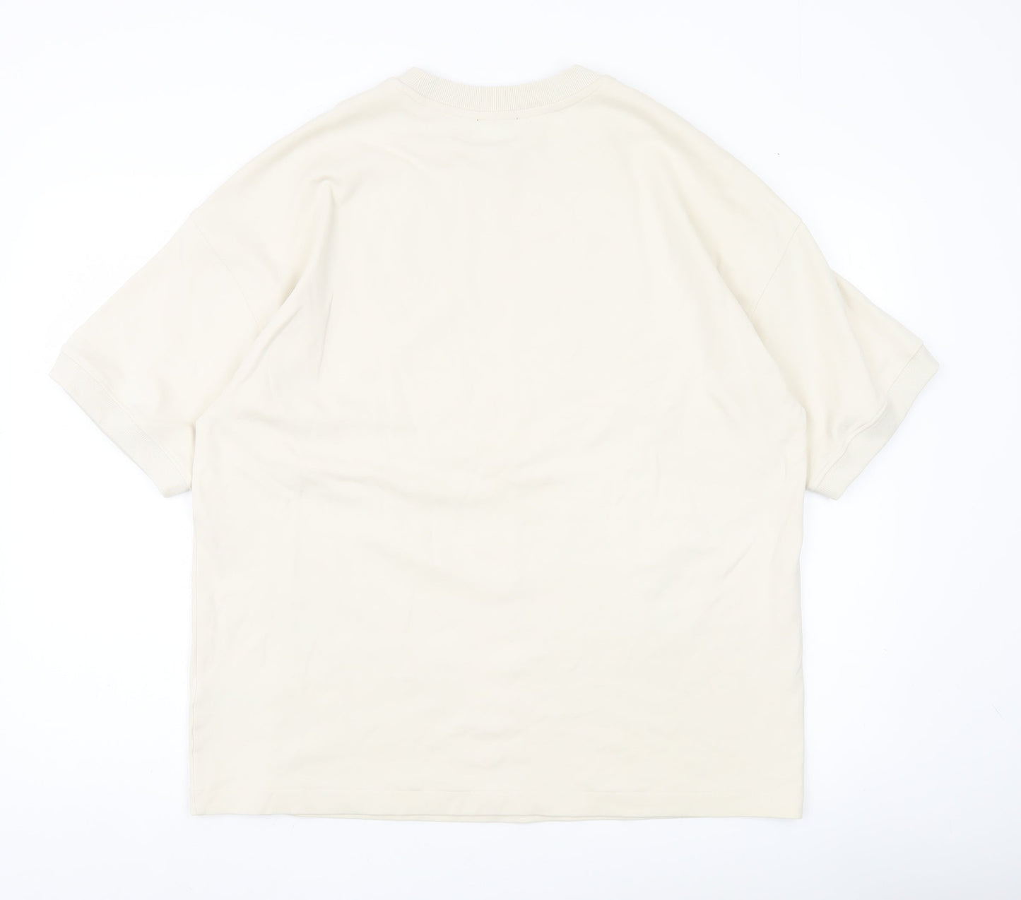 New Look Men Ivory Cotton Blend Crew Neck Short Sleeve T-Shirt M