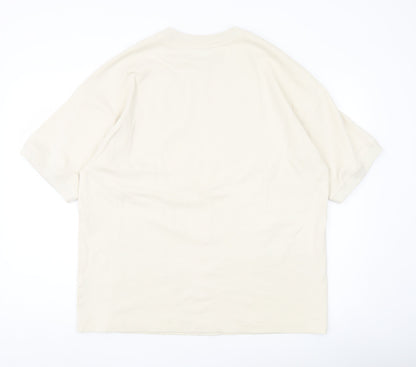 New Look Men Ivory Cotton Blend Crew Neck Short Sleeve T-Shirt M