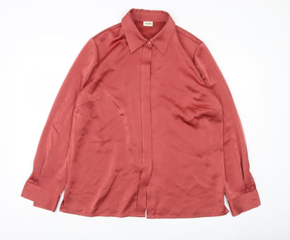 Womens UK Size 14 Viyella Red Basic Button-Up