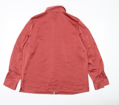 Womens UK Size 14 Viyella Red Basic Button-Up