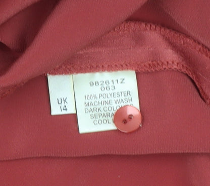 Womens UK Size 14 Viyella Red Basic Button-Up