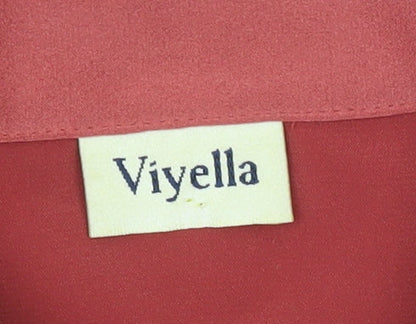 Womens UK Size 14 Viyella Red Basic Button-Up