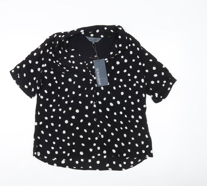 Womens UK Size 14 Sosandar Black Classic Button-Up
