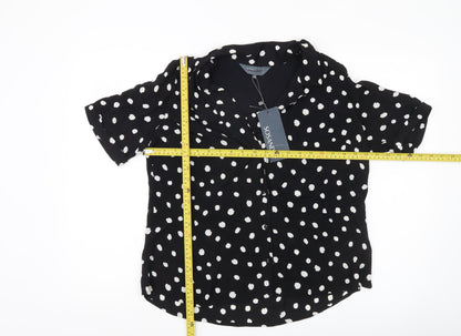 Womens UK Size 14 Sosandar Black Classic Button-Up