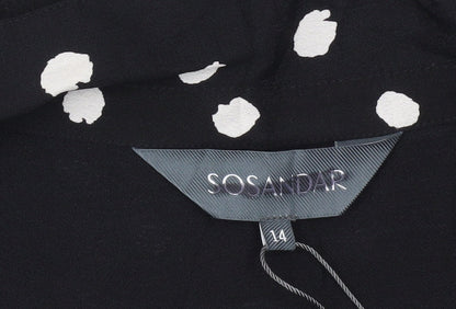 Womens UK Size 14 Sosandar Black Classic Button-Up