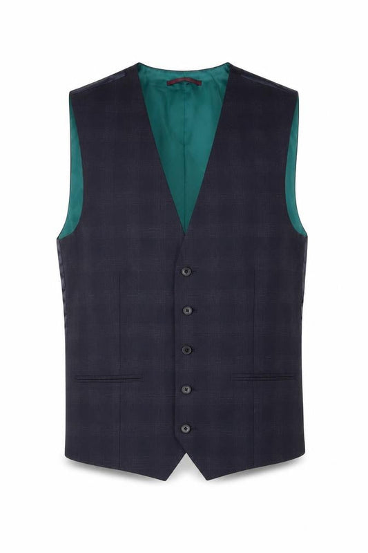 Next Men’s Blue Checked Waistcoat 38in Chest Regular Fit