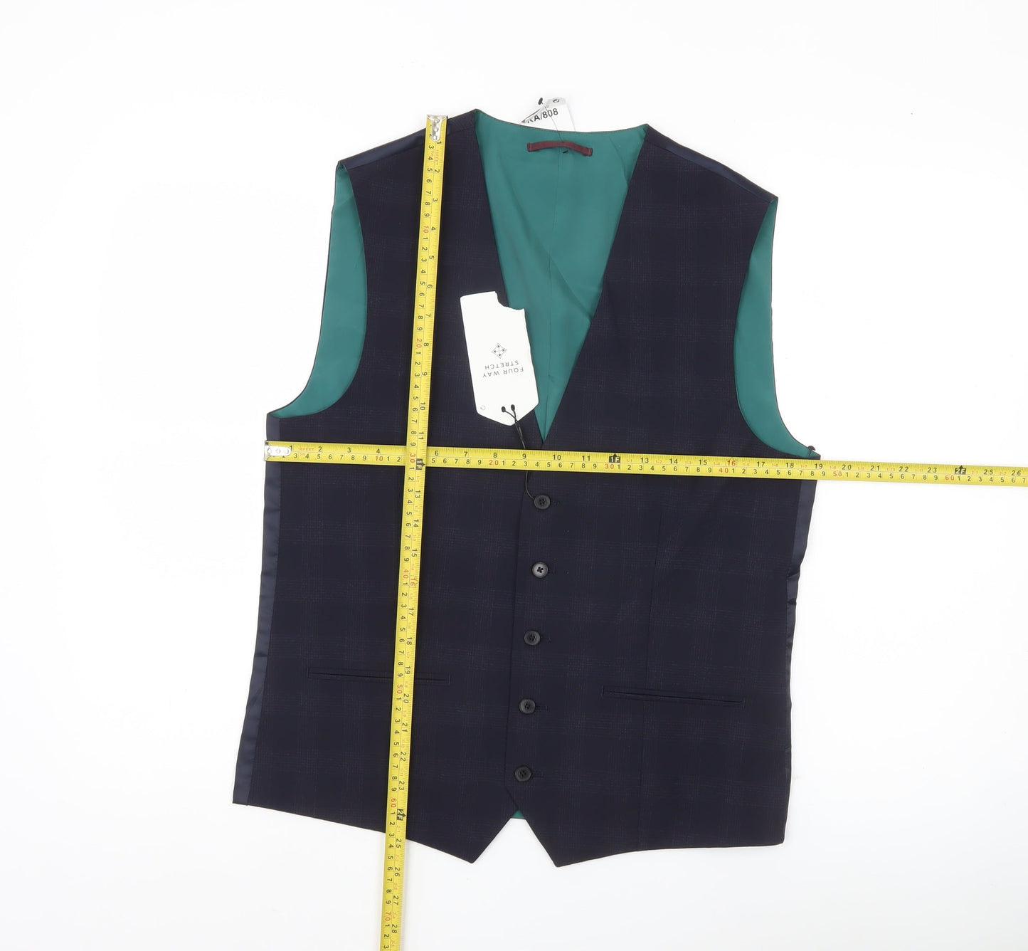 Next Men’s Blue Checked Waistcoat 38in Chest Regular Fit