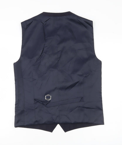 Next Men’s Blue Checked Waistcoat 38in Chest Regular Fit