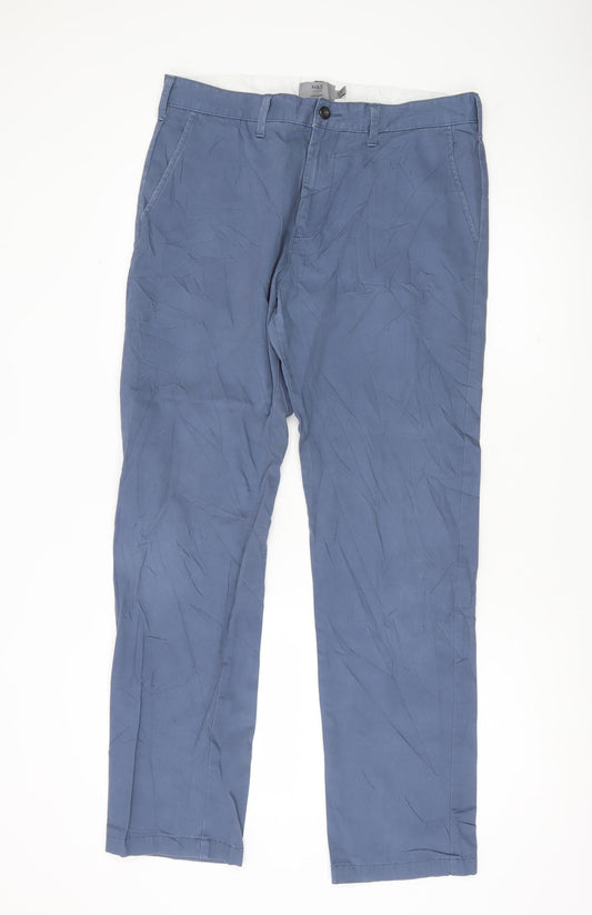 Marks and Spencer Men's Blue Chino Trousers 34W 33L Straight Cotton