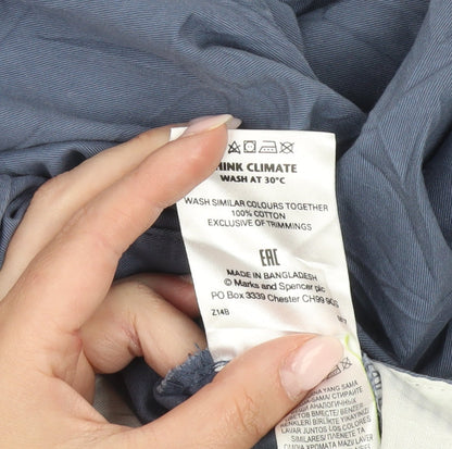 Marks and Spencer Men's Blue Chino Trousers 34W 33L Straight Cotton