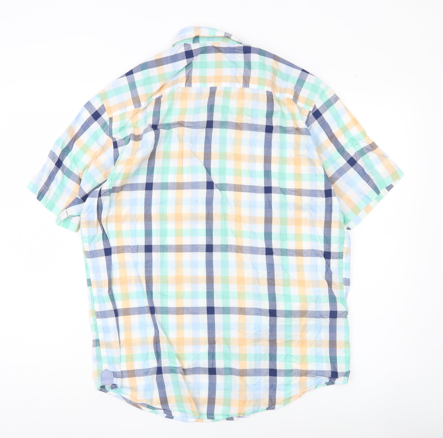 Marks and Spencer Blue Harbour Men's Multicoloured Check Cotton Short Sleeve Shirt M