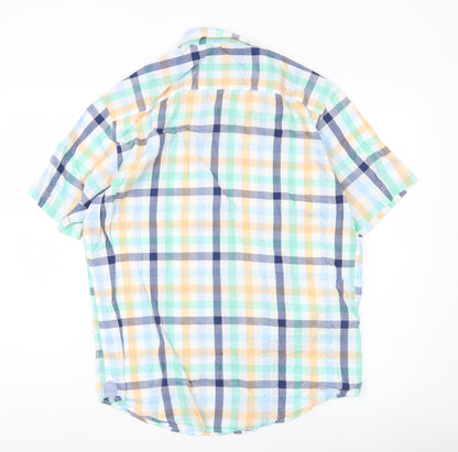 Marks and Spencer Blue Harbour Men's Multicoloured Check Cotton Short Sleeve Shirt M
