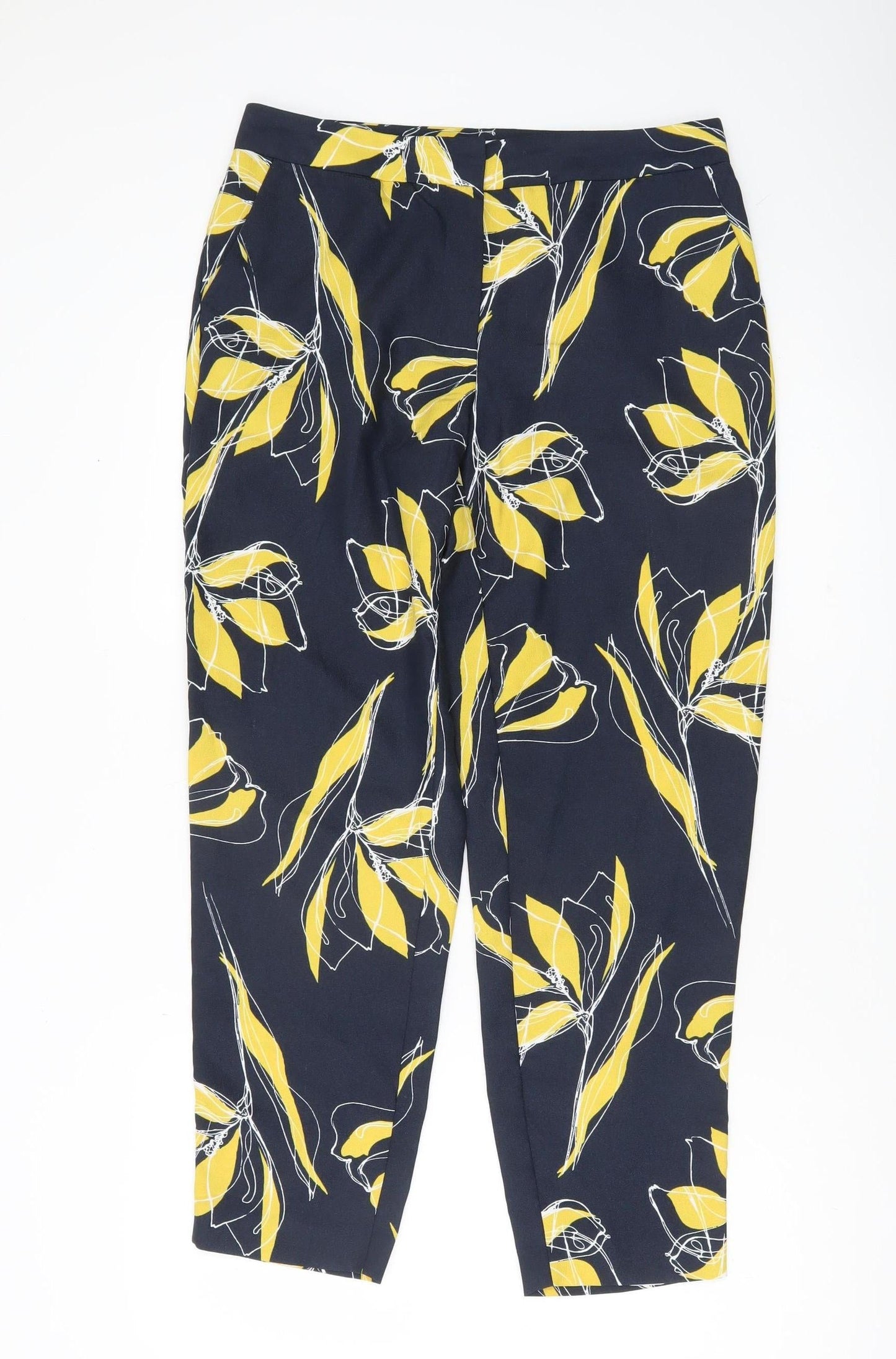 Womens UK Size 10 Marks and Spencer Regular Fit Cropped Blue Trousers