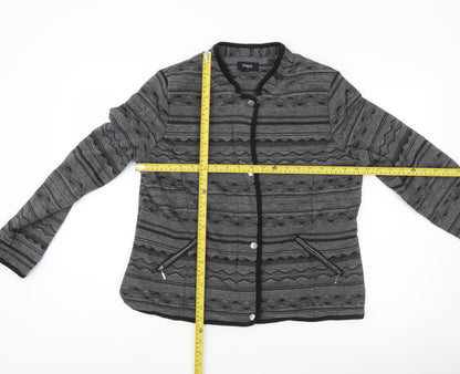 Klass Womens Grey Black Quilted Geometric Jacket Size 12
