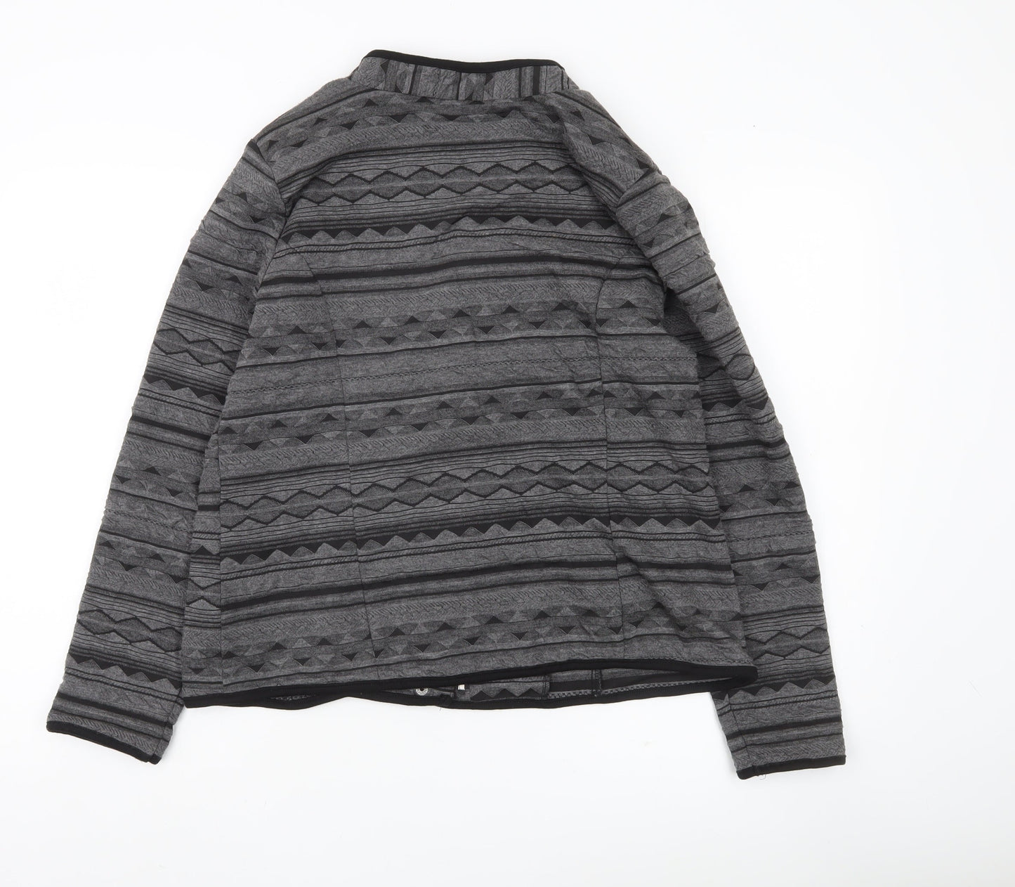 Klass Womens Grey Black Quilted Geometric Jacket Size 12