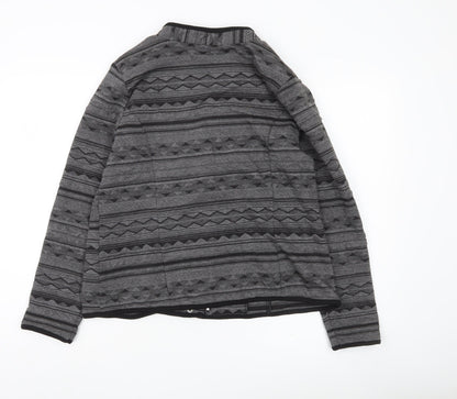 Klass Womens Grey Black Quilted Geometric Jacket Size 12