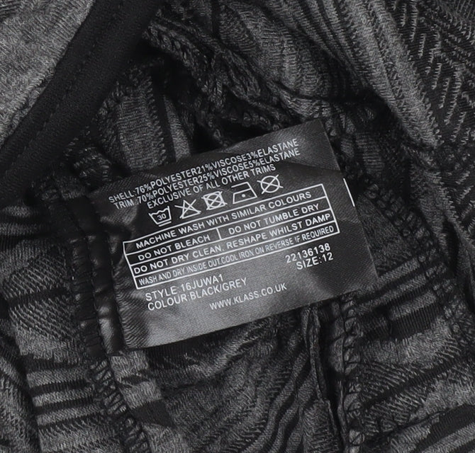 Klass Womens Grey Black Quilted Geometric Jacket Size 12