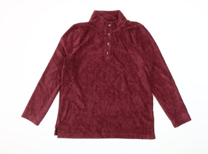 Cotton Traders Women Red Corduroy Button-Up Long Sleeve Size 18