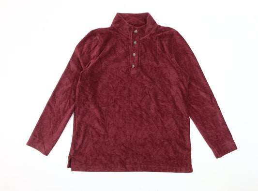 Cotton Traders Women Red Corduroy Button-Up Long Sleeve Size 18