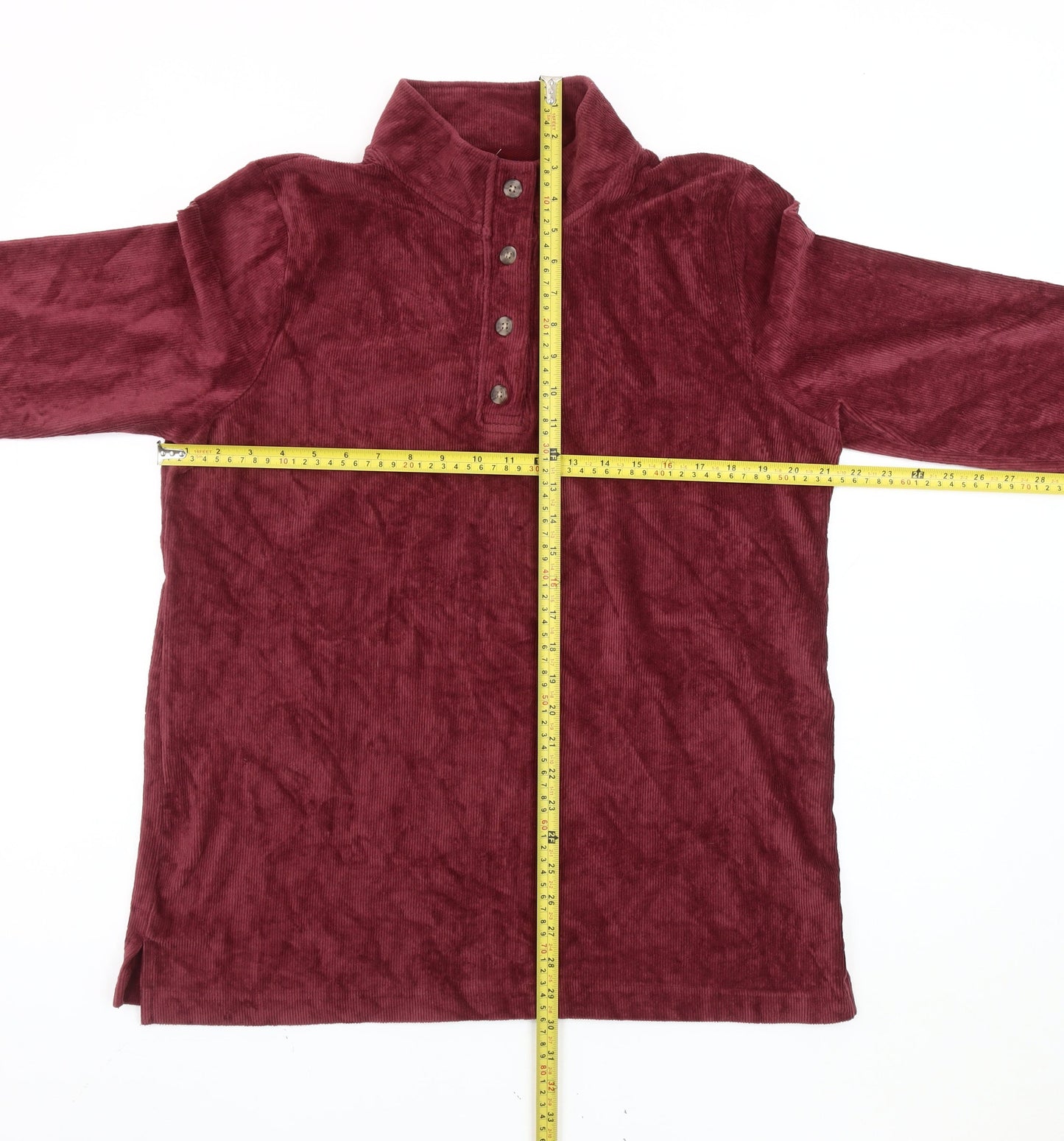 Cotton Traders Women Red Corduroy Button-Up Long Sleeve Size 18