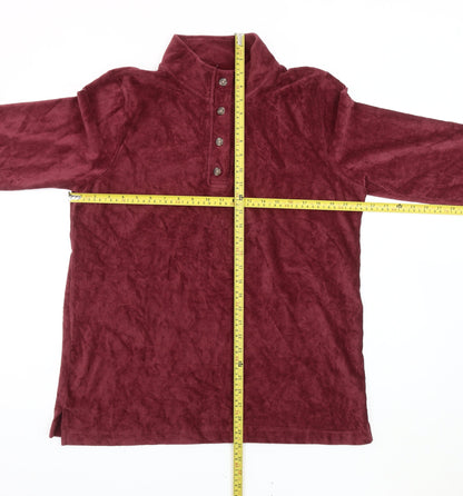 Cotton Traders Women Red Corduroy Button-Up Long Sleeve Size 18