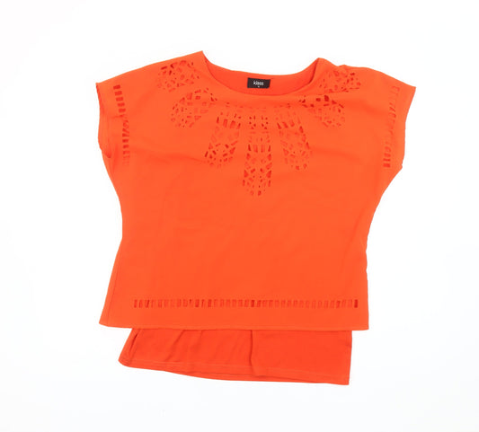 Womens UK Size 12 Klass Orange Tunic Blouse