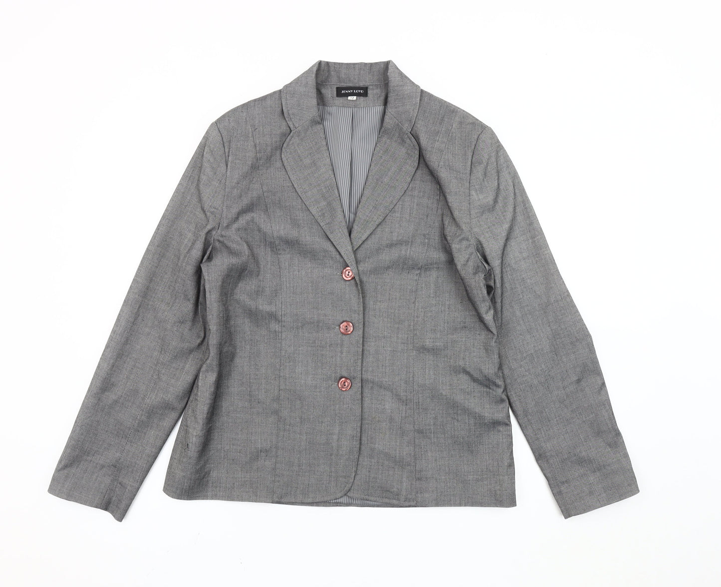 Jenny Loyd Women’s Grey Size 12 Single-Breasted Suit Jacket