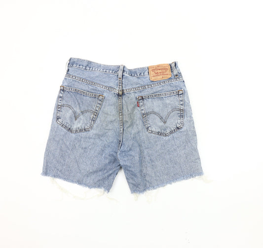 Levi's Women Blue Denim Cut-Off Shorts Size 16 Regular Fit
