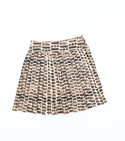River Island Women Multicoloured Size 6 Pleated Animal Print Skirt