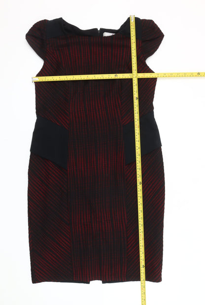 Marks and Spencer Women Red Black Striped Sheath Dress Size 16