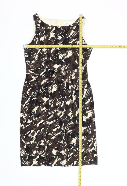 Next Women’s Brown Beige Abstract Sheath Dress Size 10 Workwear