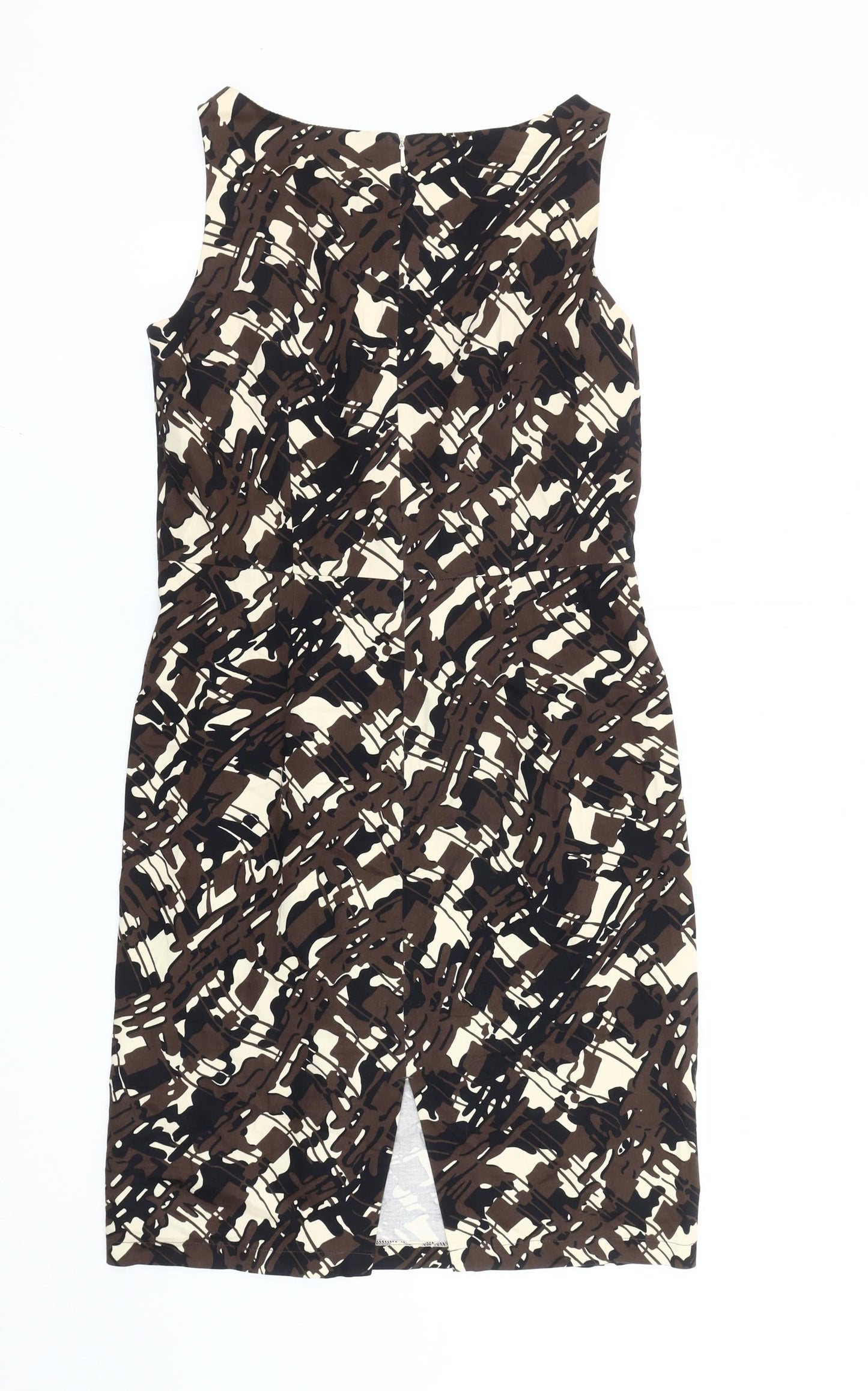 Next Women’s Brown Beige Abstract Sheath Dress Size 10 Workwear