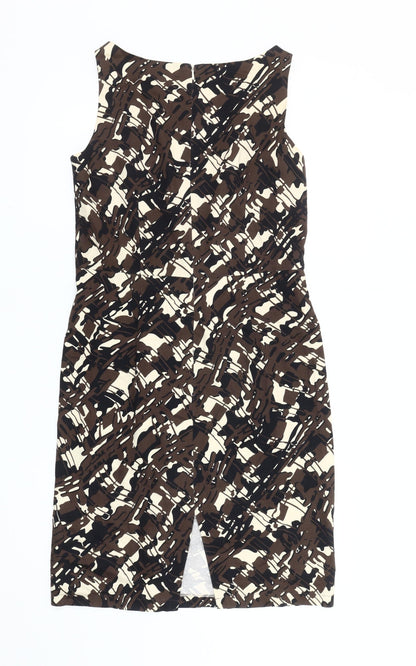 Next Women’s Brown Beige Abstract Sheath Dress Size 10 Workwear