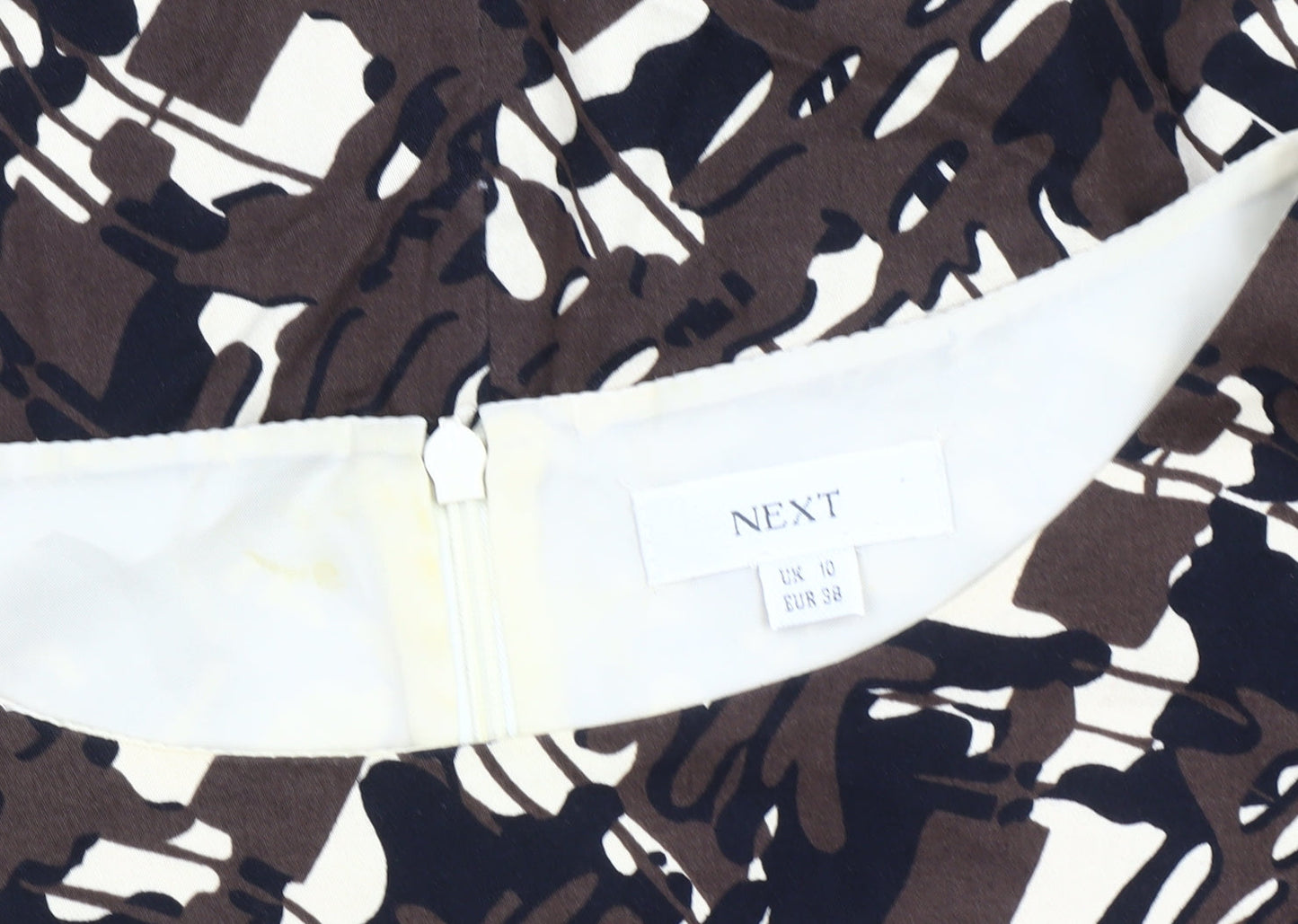 Next Women’s Brown Beige Abstract Sheath Dress Size 10 Workwear