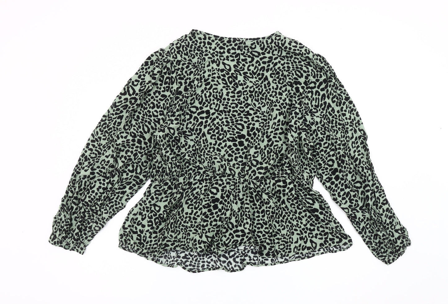 Marks and Spencer Womens Green Animal Print Wrap Blouse Size 18