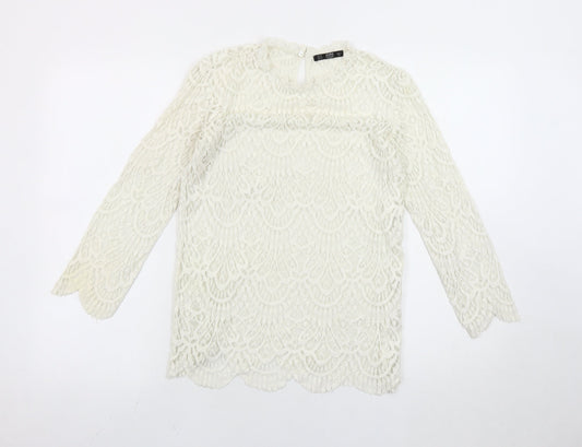 Womens UK Size M Zara Ivory Basic Blouse