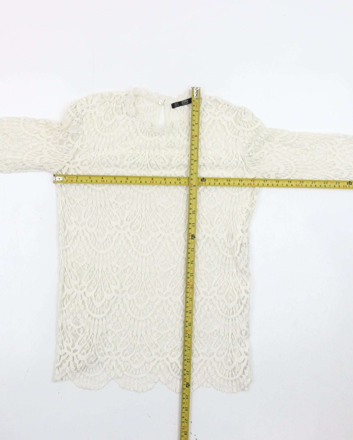 Womens UK Size M Zara Ivory Basic Blouse