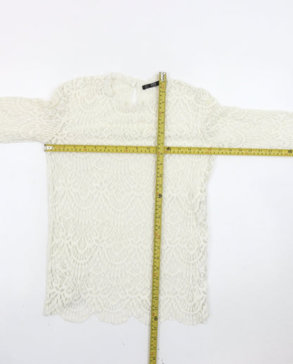 Womens UK Size M Zara Ivory Basic Blouse