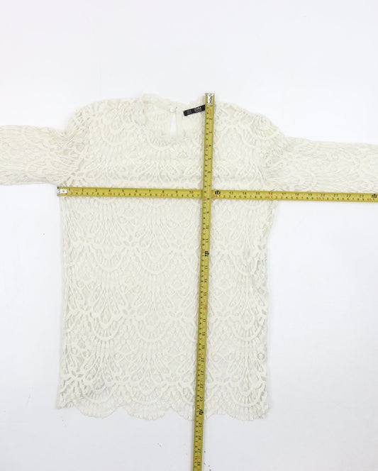 Womens UK Size M Zara Ivory Basic Blouse
