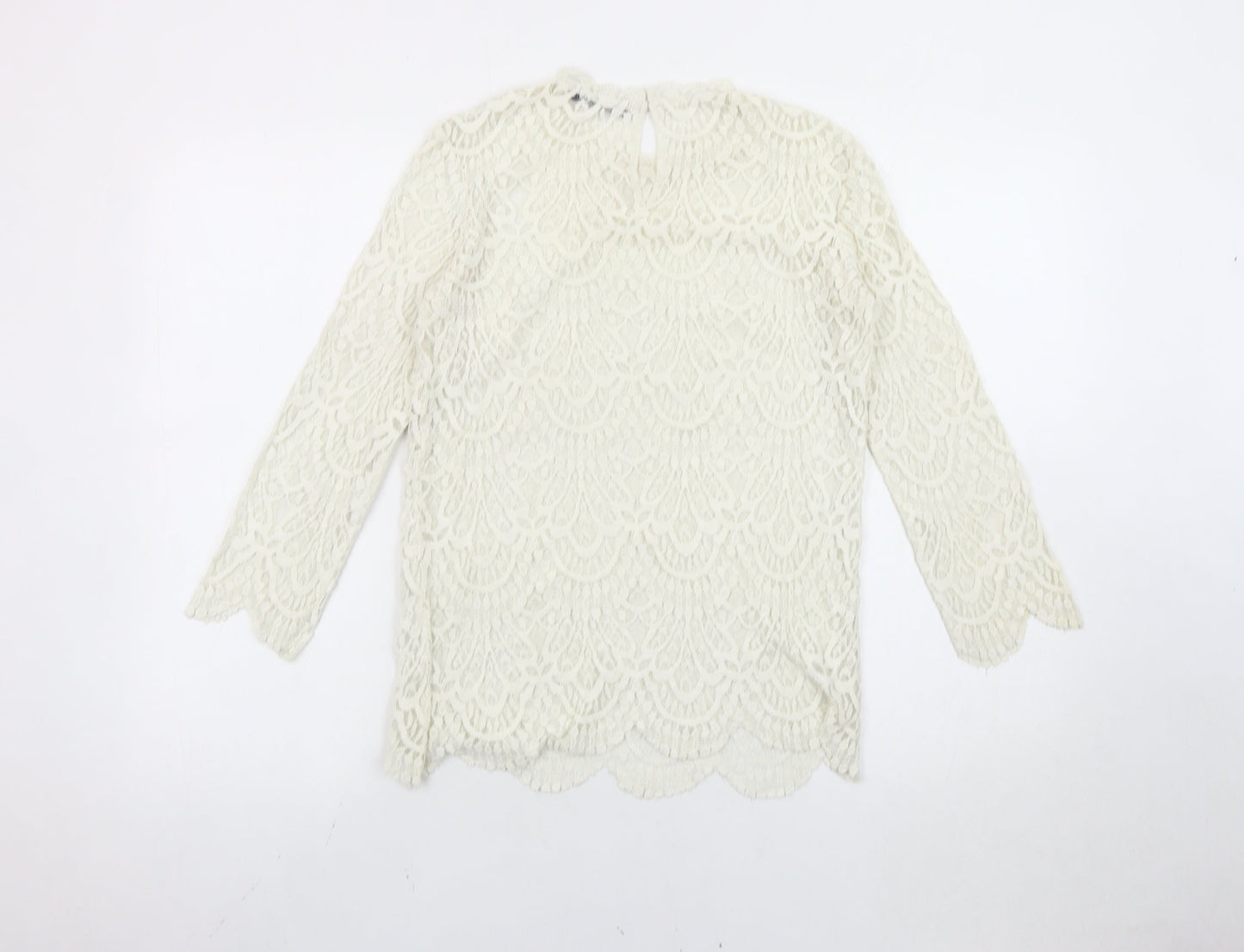 Womens UK Size M Zara Ivory Basic Blouse