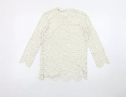 Womens UK Size M Zara Ivory Basic Blouse