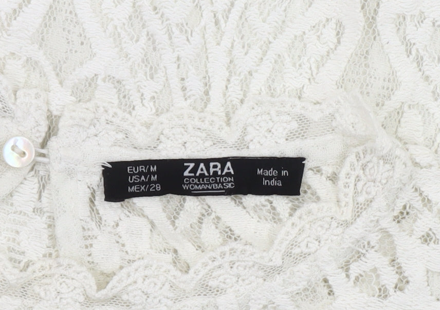 Womens UK Size M Zara Ivory Basic Blouse