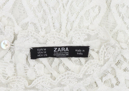 Womens UK Size M Zara Ivory Basic Blouse