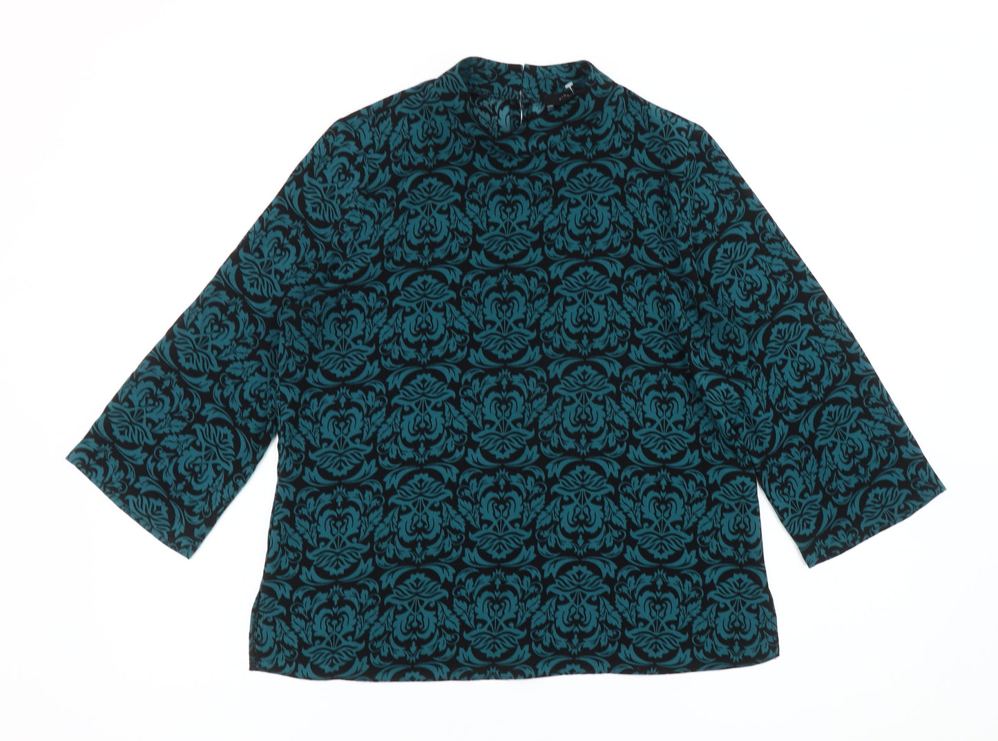 Atmosphere Women’s Blue Floral High Neck Tunic Blouse Size 10