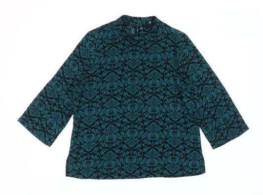 Atmosphere Women’s Blue Floral High Neck Tunic Blouse Size 10