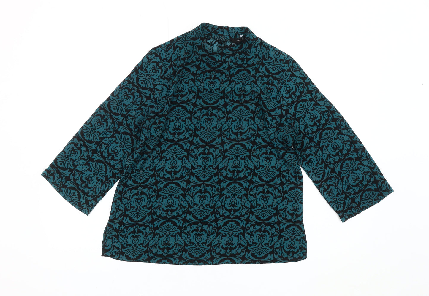 Atmosphere Women’s Blue Floral High Neck Tunic Blouse Size 10