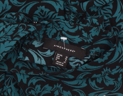 Atmosphere Women’s Blue Floral High Neck Tunic Blouse Size 10