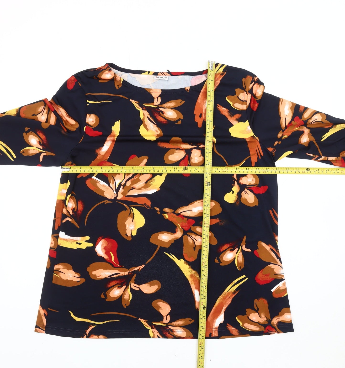 Damart Women's Multicoloured Floral Tunic Blouse UK 18 3/4 Sleeve