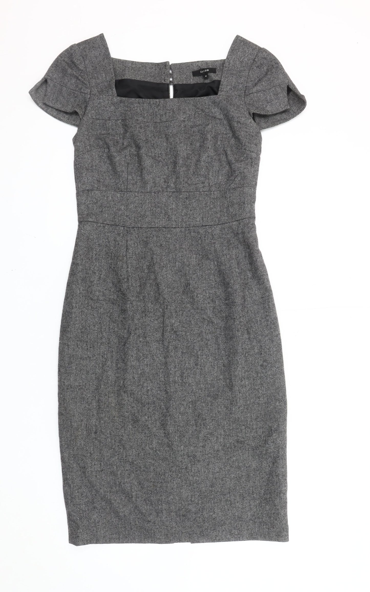 Linea Women’s Grey Herringbone Sheath Dress Size 8 Workwear