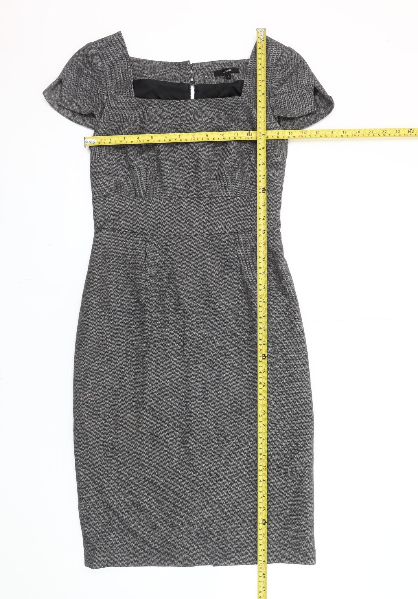 Linea Women’s Grey Herringbone Sheath Dress Size 8 Workwear
